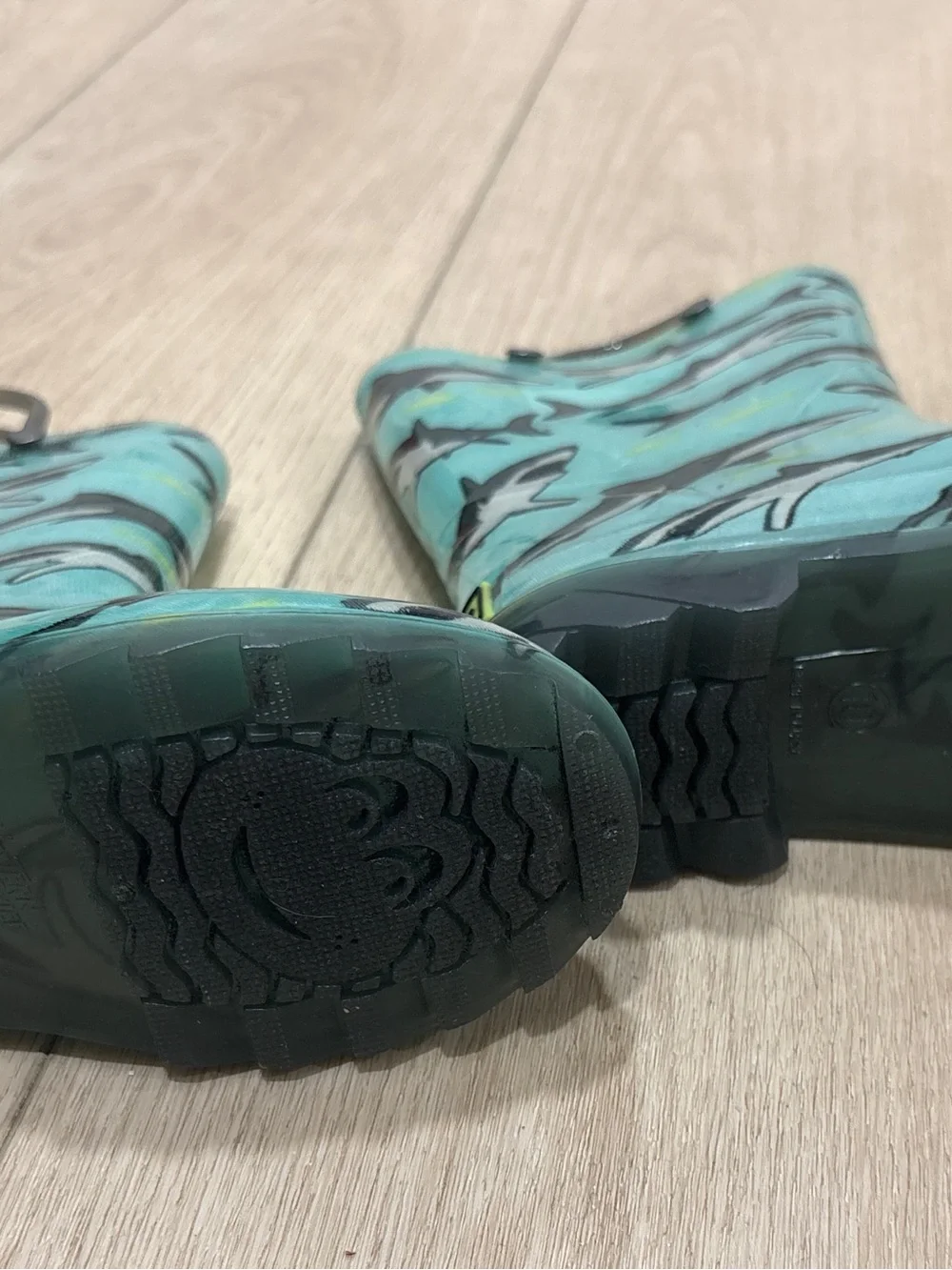 Western Chief Teal Shark Print Kids Rain Boots